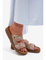 Kožené vzorované pantofle s řemínky Maciejka P7537-39 Multikolor