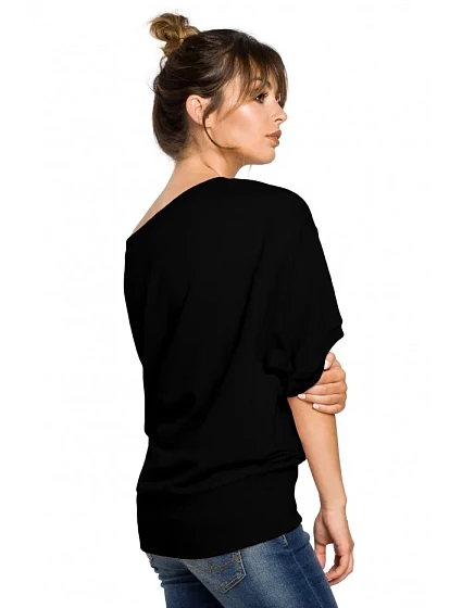 model 18003104 Halenka nadměrné velikosti se zavinovacími detaily černá - BeWear