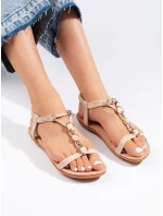 Originální hnědé sandály dámské bez podpatku Originální hnědé sandály dámské bez podpatku