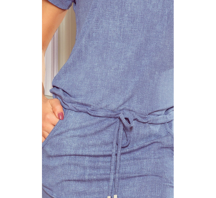 Dámske športové šaty vo svetlo modrej džínsovej farbe s krátkymi rukávmi model 7425996
