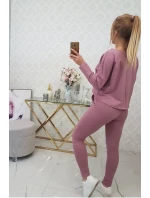 Súprava s oversize blúzou tmavo ružová