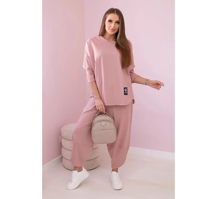Bavlněná mikina kalhoty set tmavě růžová Bavlněná mikina kalhoty set tmavě růžová