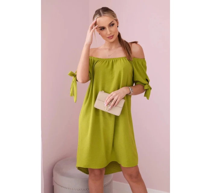 Šaty svázané na rukávech kiwi Šaty svázané na rukávech kiwi