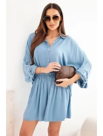 Dámske viskózové tričko s gombíkmi a voľné džínsové šortky