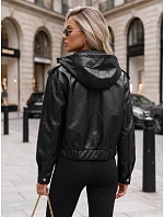 Kurtka damska skórzana z kapturem czarna model 22341130 - FashionStreet