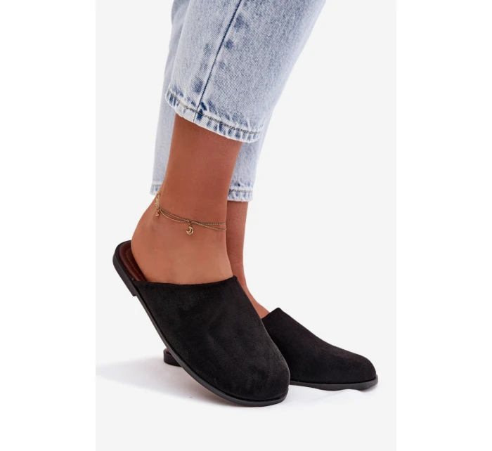 Dámské ploché nazouváky z eko semiše Černé Veronelle