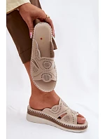 Kožené dámské sandály na platformě S.Barski GR61-5915 béžové