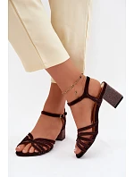 Sametové dámské sandály na podpatku D&A SR61-0102 bordó