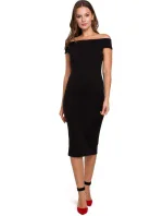 K001 Pletené šaty na ramená - čierne