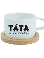 TÁTA MIMO PROVOZ – biely hrnček s makrónkou, 200 ml