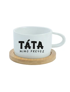 TÁTA MIMO PROVOZ – biely hrnček s makrónkou, 200 ml