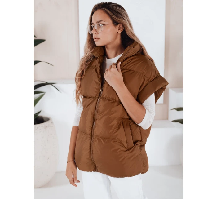 Dámská prošívaná vesta camel Dstreet model 21966304 - FashionStreet