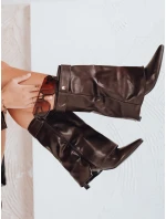 Dámské kozačky s širokým svrškem hnědé Dstreet model 21992333 - FashionStreet