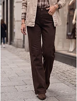 Jeansy damskie wide leg z wysokim stanem brązowe model 22361880 - FashionStreet Jeansy damskie wide leg z wysokim stanem brązowe model 22361880 - FashionStreet