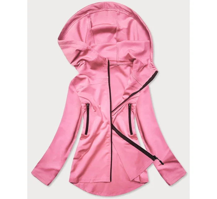 Světle růžová mikina s asymetrickou spodní částí model 17066034 - J.STYLE Světle růžová mikina s asymetrickou spodní částí model 17066034 - J.STYLE