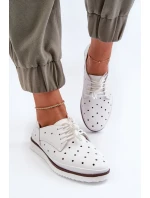 Bílé dámské kožené polobotky model 21655697 - S.Barski