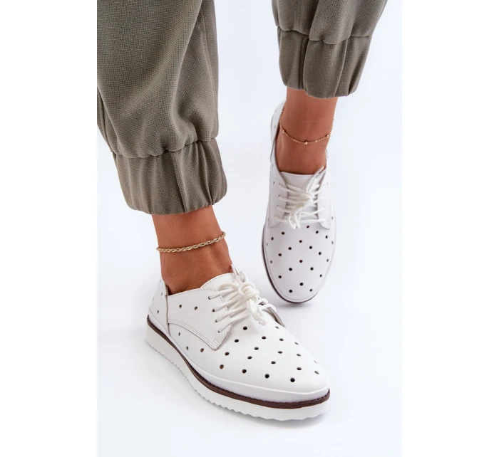 Bílé dámské kožené polobotky model 21655697 - S.Barski