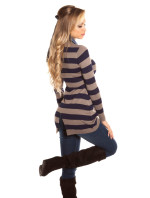 Trendy KouCla fine knit long jumper + jeans collar