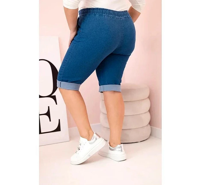 Dámské bavlněné šortky Plus Size tmavě modré - Kesi