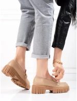 Moderné hnedé poltopánky dámske na plochom podpätku Moderné hnedé poltopánky dámske na plochom podpätku