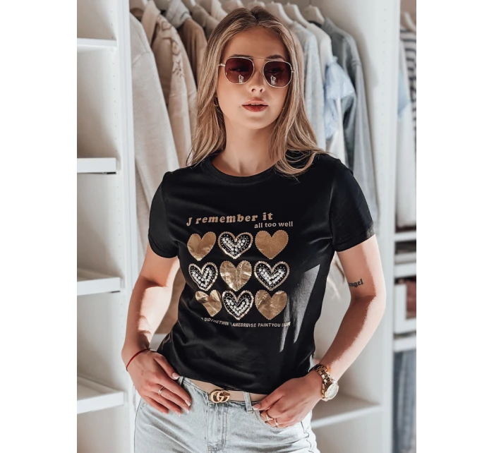 Dámske tričko so srdcom LOVETIK čierne FashionStreet RY2734