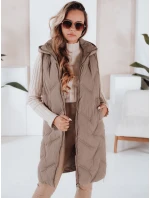 Dámská dlouhá prošívaná vesta s kapucí camel Dstreet model 21991330 - FashionStreet