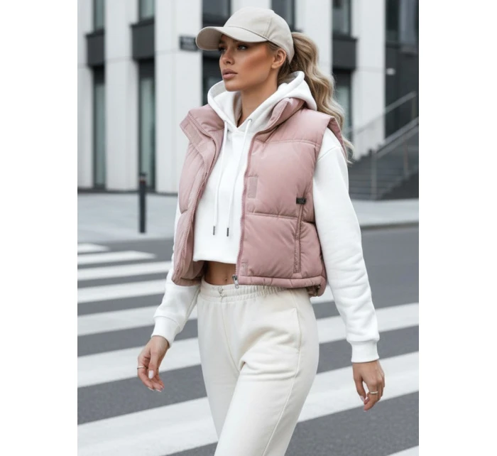 Dámska prešívaná ružová vesta FashionStreet TY5199