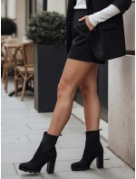 Dámské semišové kozačky na podpatku černé Dstreet model 21994566 - FashionStreet