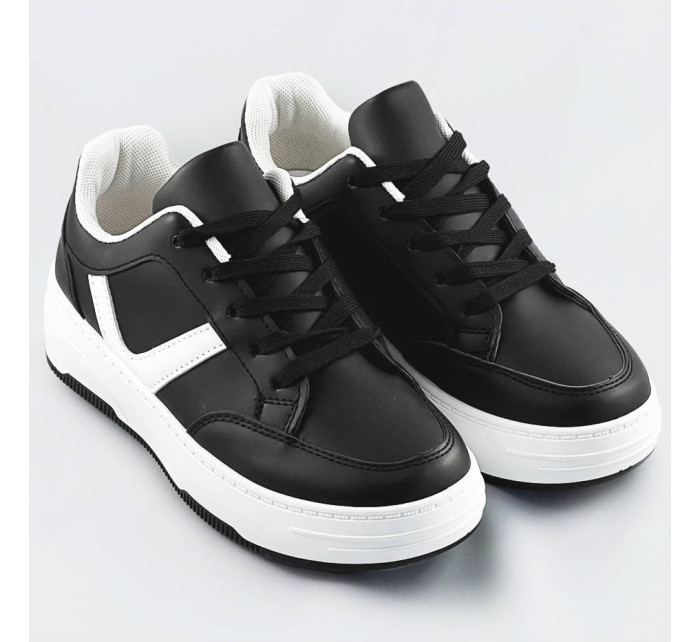 Čierno-biele dámske športové šnurovacie topánky (S070)