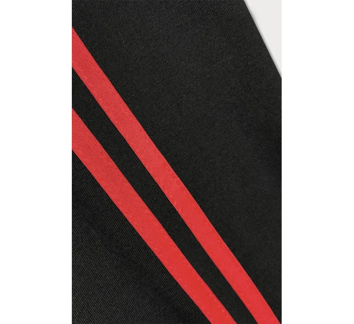 Čierno-červené športové legíny s lampasmi (YW01052-D1-5)