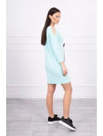 Šaty s grafikou a farebnou 3D mašľou mincovníka