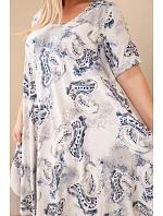 Dámske šaty z viskózy v nadmernej veľkosti s krátkymi rukávmi a béžovým strihom