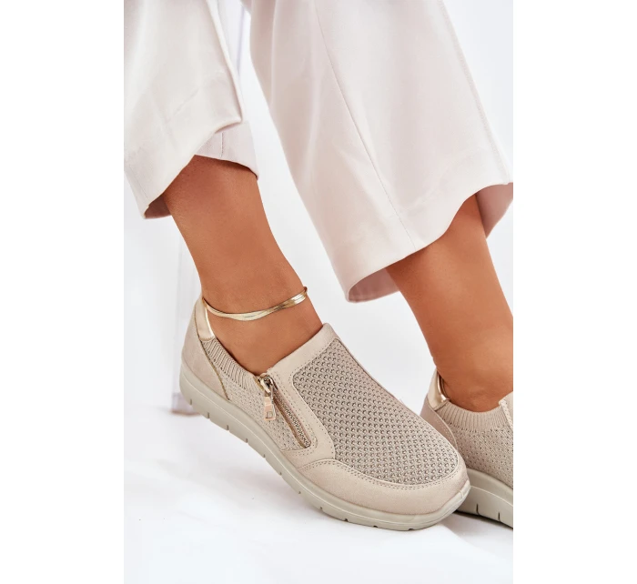 Półbuty Damskie Na Platformie Z Zamkiem Złote Leanae Półbuty Damskie Na Platformie Z Zamkiem Złote Leanae