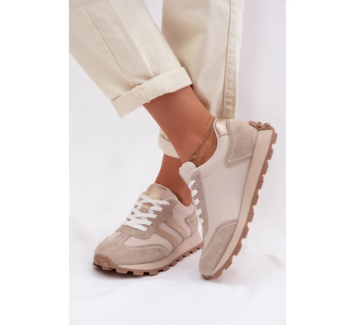 Semišové dámské tenisky na platformě model 22007463 tmavě béžové - S.Barski Semišové dámské tenisky na platformě model 22007463 tmavě béžové - S.Barski