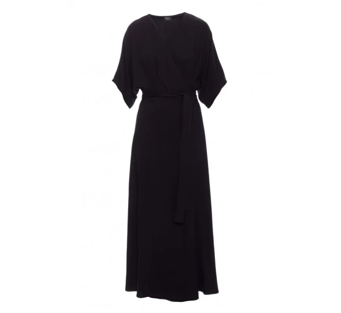 model 21154672 Viskózové maxi šaty se zavinovacím vzorem černé - STYLOVE