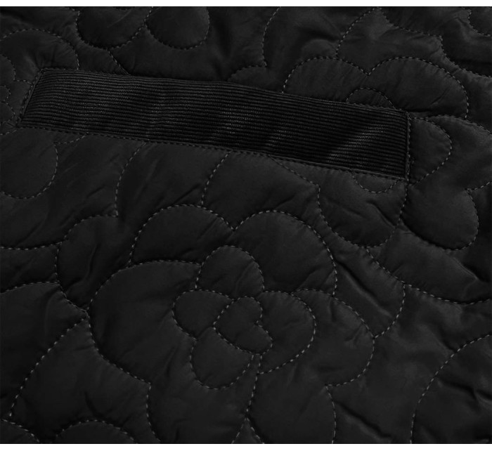 Tenká čierna dámska bunda s ozdobným prešívaním (JIN226)