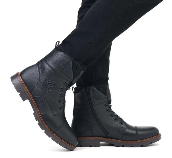 M model 20571632 vlněné zateplené kožené boty černé - Rieker