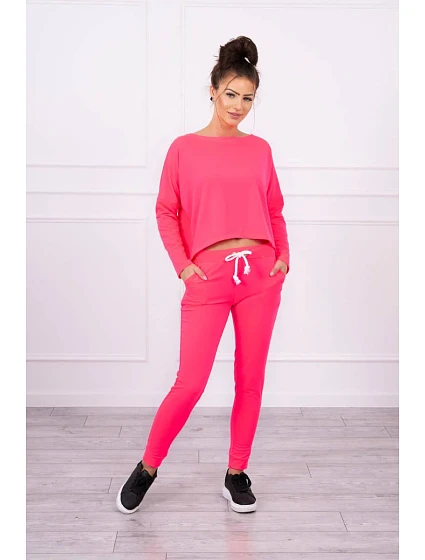 Sada s oversize halenkou růžová neonová