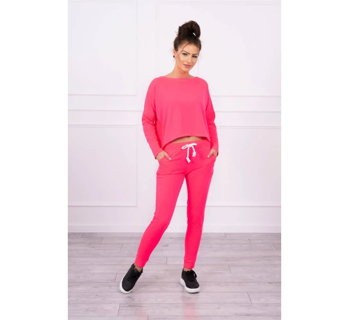 Sada s oversize blúzkou ružová neónová