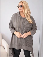 Dámska bavlnená mikina Plus Size s kapucňou a pleteným vsadkom fango Dámska bavlnená mikina Plus Size s kapucňou a pleteným vsadkom fango