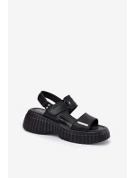 Kožené Dámské Sandály Na Platformě Černé model 21696926 - EVENTO