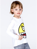 Bavlnená detská blúzka s bielou potlačou emoji