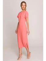 Tužkové šaty s rozparkem na boku model 21256878 oranžové - Stylové