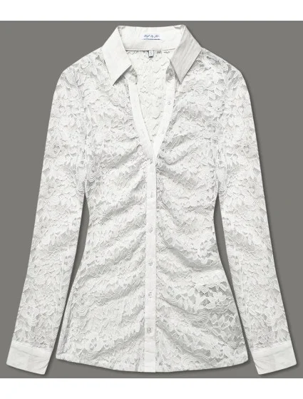 Dámská krajková halenka v ecru barvě model 18488401 - Forget me not FASHION Dámská krajková halenka v ecru barvě model 18488401 - Forget me not FASHION