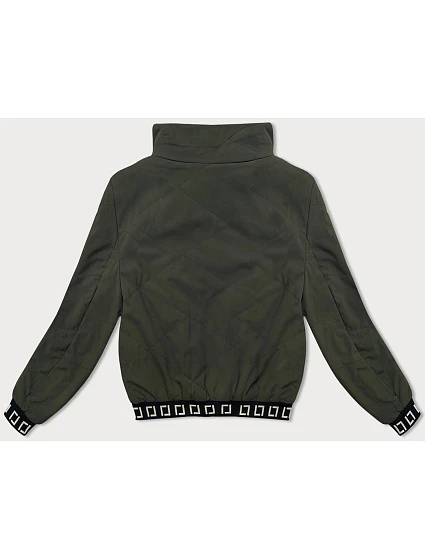 Krátká dámská bunda v army barvě se stojáčkem model 18848658 - J.STYLE