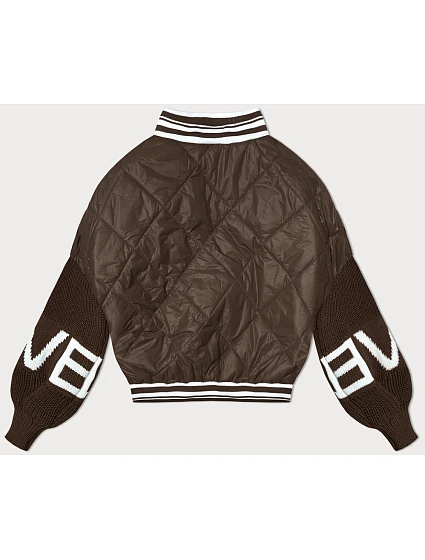 Hnědá dámská bunda typu "bomber" se rukávy model 19739182 - MADE IN ITALY