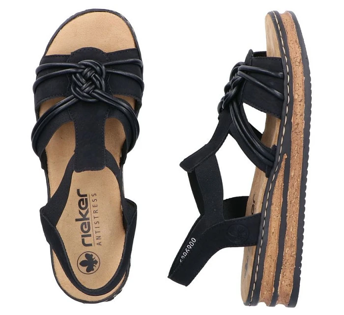 Dámské sandály s podrážkou černé model 22097417 - Rieker Dámské sandály s podrážkou černé model 22097417 - Rieker
