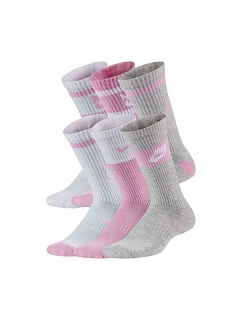 Ponožky Nike Everyday Cush Crew pre mladých Biela, ružová, sivá CK7302 905