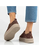 Dámské kožené tenisky na platformě, hnědé, model 22325217 - FILIPPO