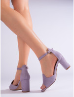 Designové dámské  sandály fialové na širokém podpatku